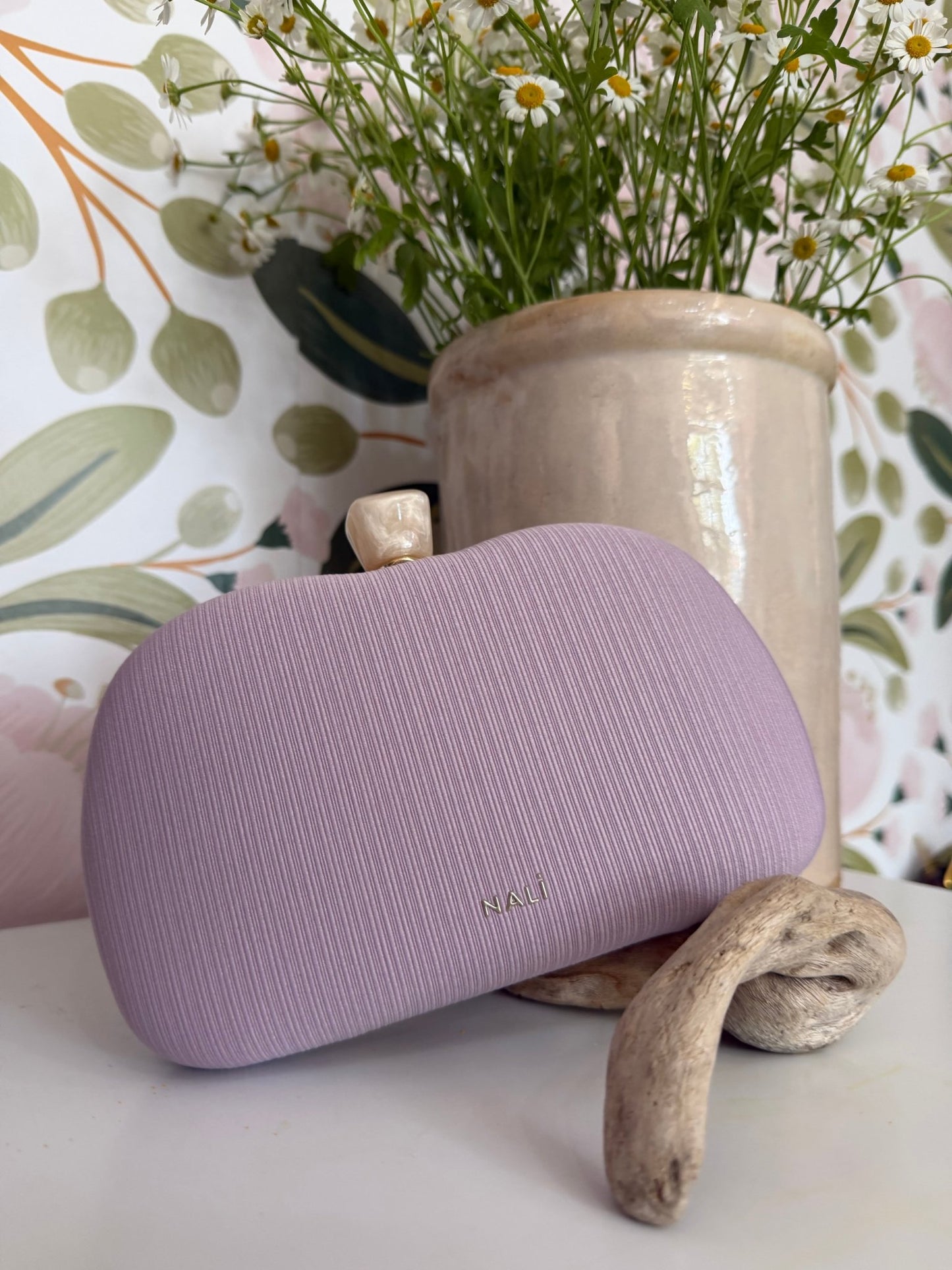 CLUTCH SOFIA PLISSE' A MANO LILLA - Fanatica Boutique
