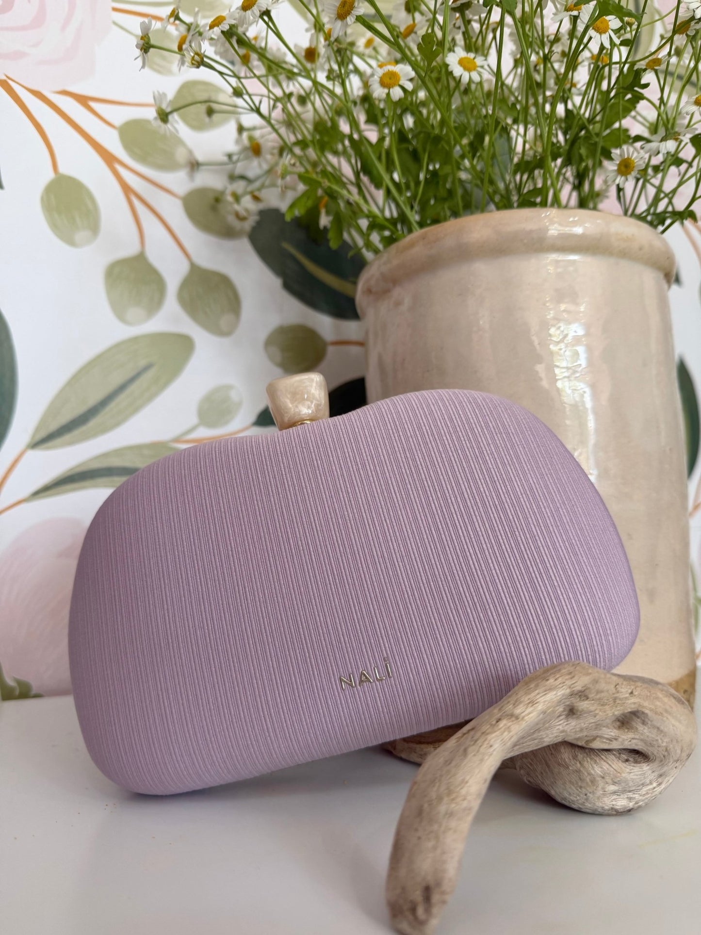 CLUTCH SOFIA PLISSE' A MANO LILLA - Fanatica Boutique