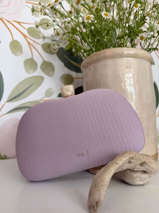 CLUTCH SOFIA PLISSE' A MANO LILLA - Fanatica Boutique