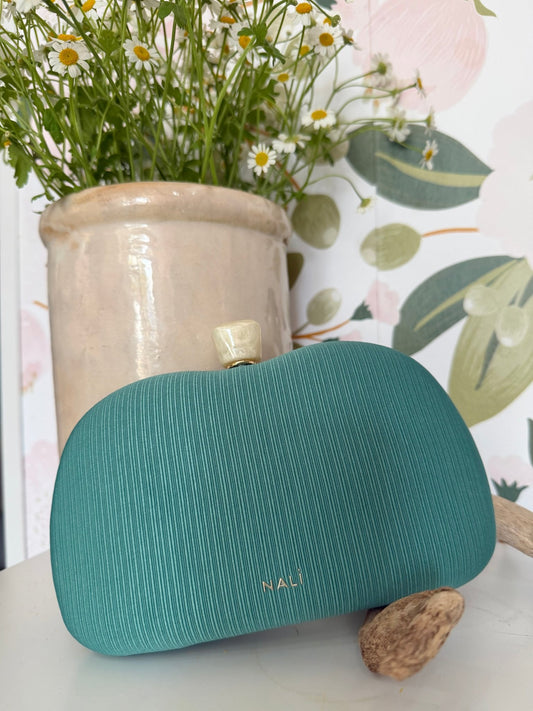 CLUTCH SOFIA PLISSE' A MANO VERDE NALI - Fanatica Boutique