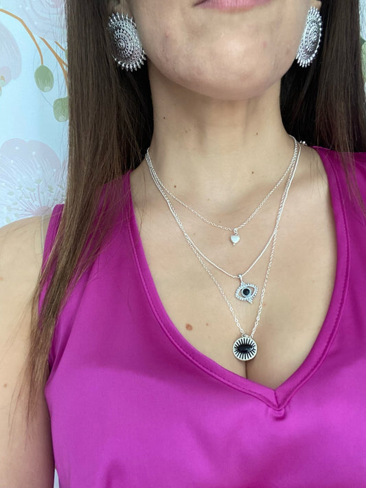 COLLANA 3 CATENE OCCHI VESTOPAZZO - Fanatica Boutique