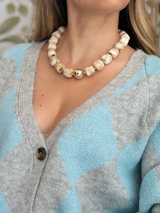COLLANA CLOUDY IN RESINA BEIGE NALI - Fanatica Boutique