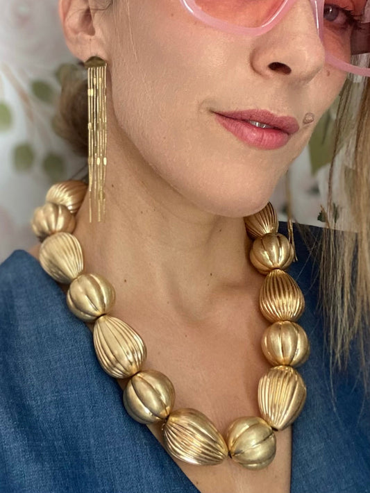 COLLANA GIROCOLLO ELEMENTI TONDI ORO SATINATO NALì - Fanatica Boutique