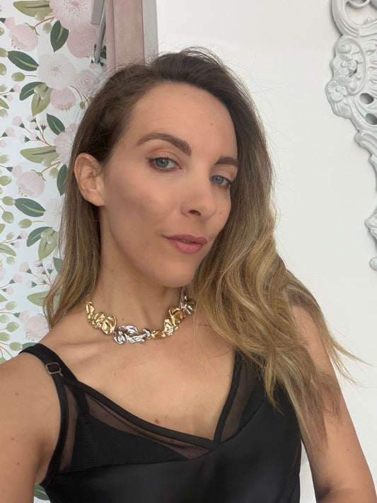 COLLANA GIROCOLLO MARTELLATA ARGENTO/ORO NALI - Fanatica Boutique