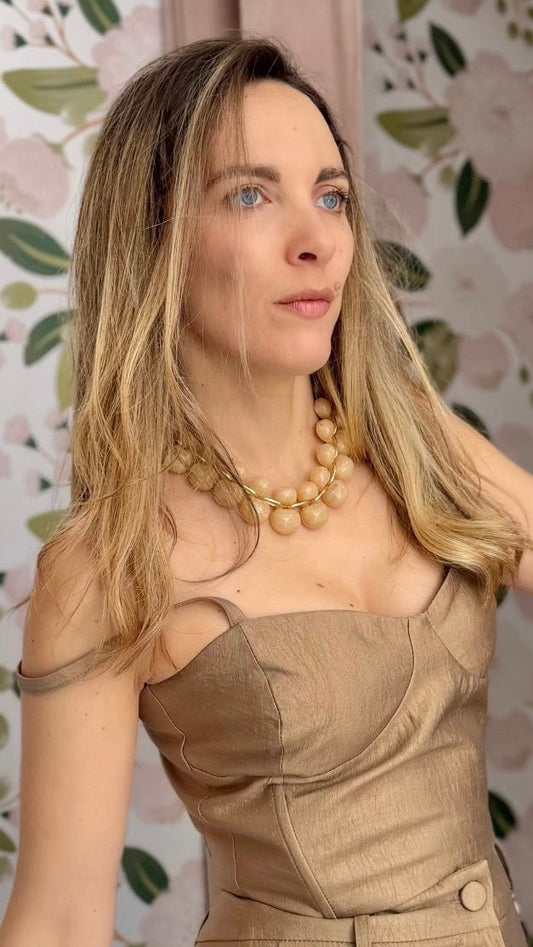 COLLANA GRAPE IN RESINA BEIGE - Fanatica Boutique