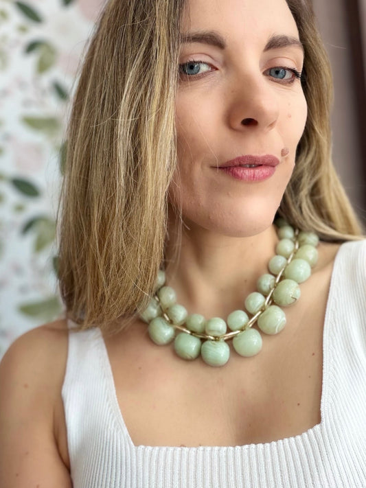 COLLANA GRAPEIN RESINA VERDE ACQUA NALì - Fanatica Boutique