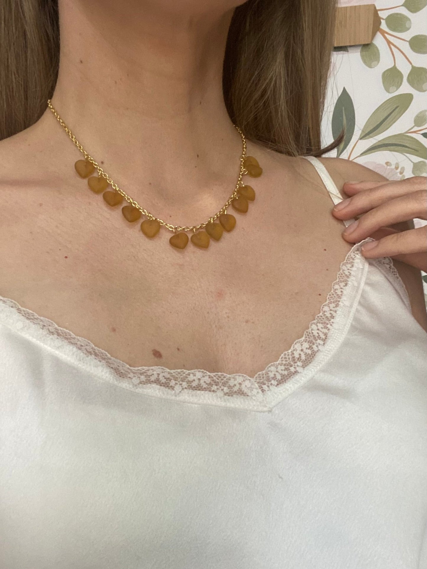 COLLANA PENDENTI CUORI - AMBRA CHIARO VESTOPAZZO - Fanatica Boutique