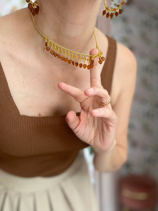 COLLANA PENDENTI CUORI/PERLINE VESTOPAZZO - Fanatica Boutique