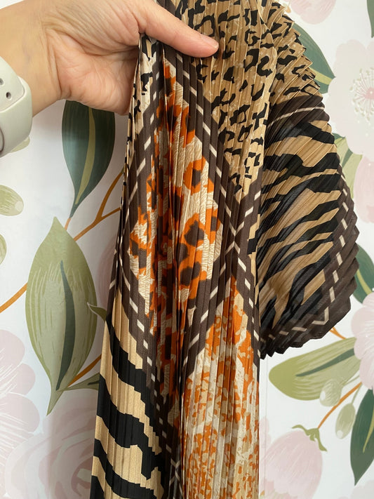 FOULARD ANIMALIER MIX PLISSE MARRONE NALI - Fanatica Boutique