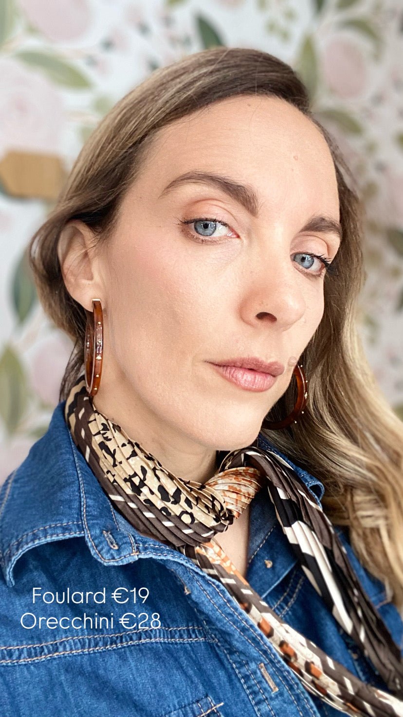 FOULARD ANIMALIER MIX PLISSE MARRONE NALI - Fanatica Boutique