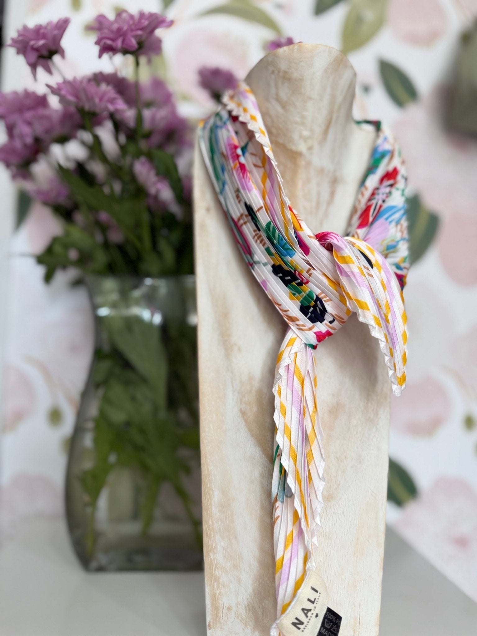FOULARD PEONY STAMPA FLOREALE BIANCO NALI - Fanatica Boutique