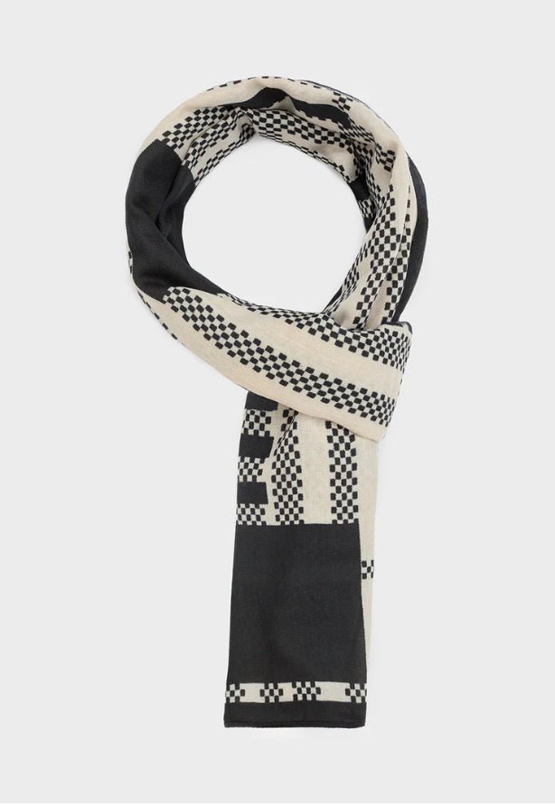 FOULARD/SCIARPA RETTANGOLI BEIGE/NERO NALI - Fanatica Boutique