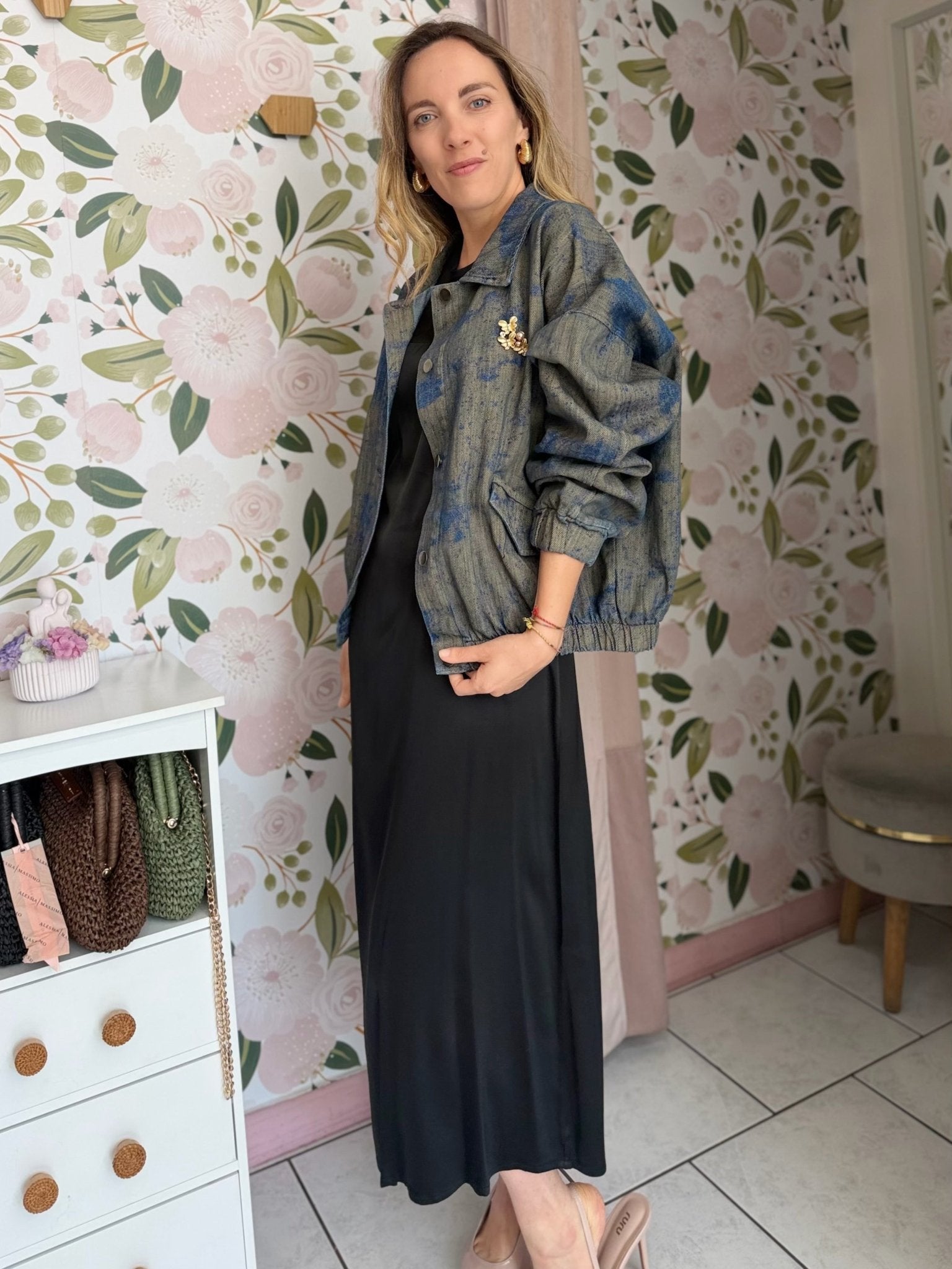 GIUBBINO SPALMATO JEANS KIKISIX - Fanatica Boutique