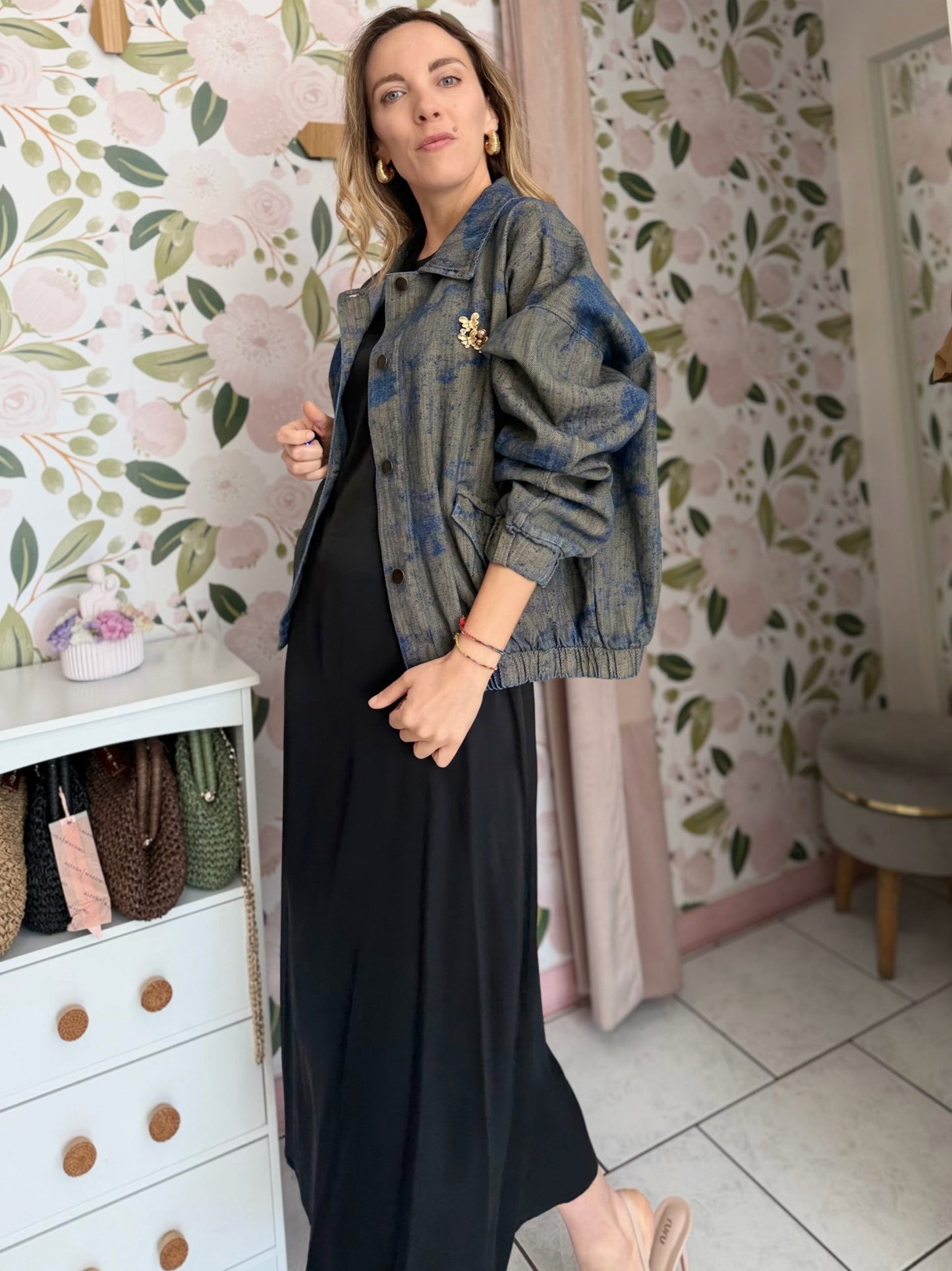 GIUBBINO SPALMATO JEANS KIKISIX - Fanatica Boutique
