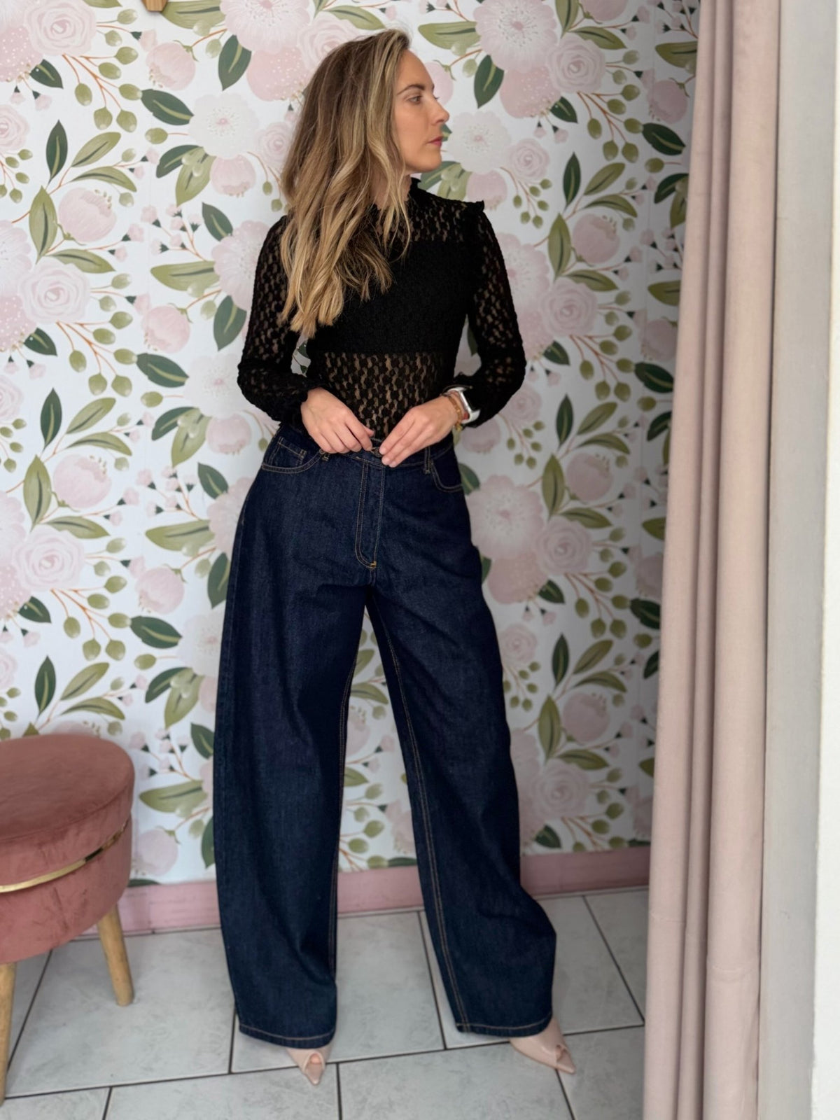 JEANS MOM FIT BLU KIKISIX - Fanatica Boutique