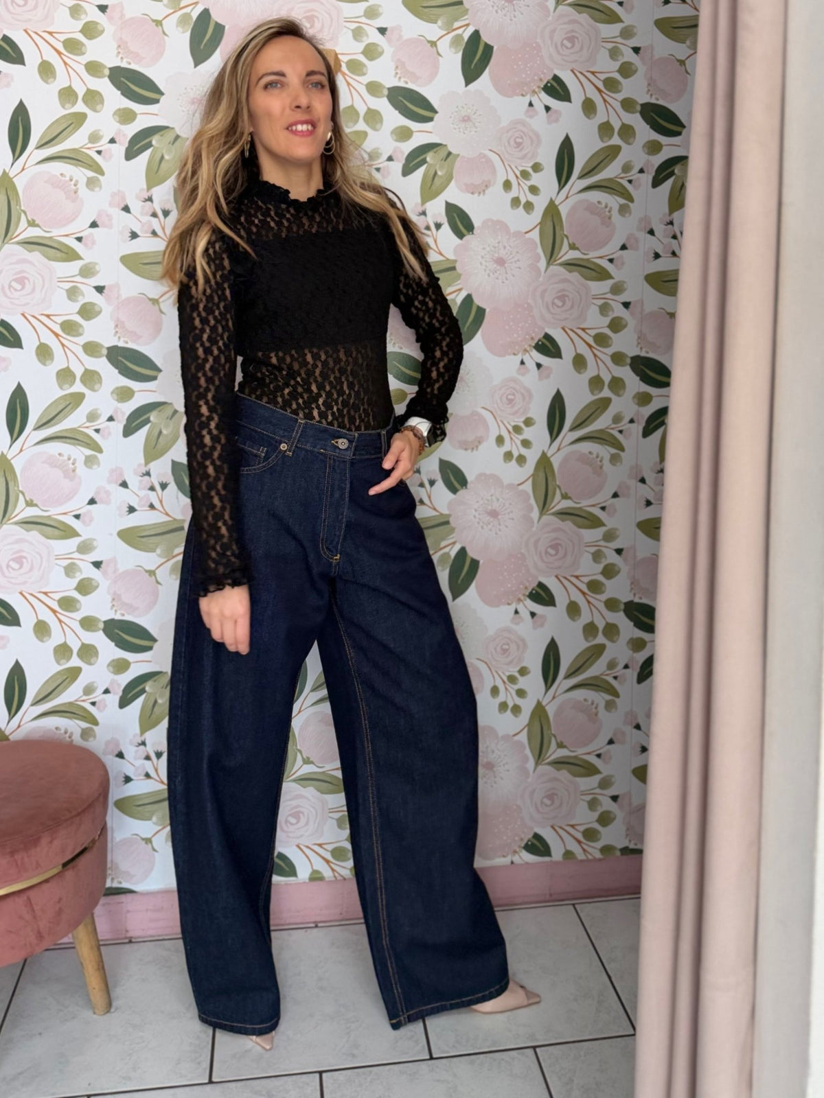 JEANS MOM FIT BLU KIKISIX - Fanatica Boutique