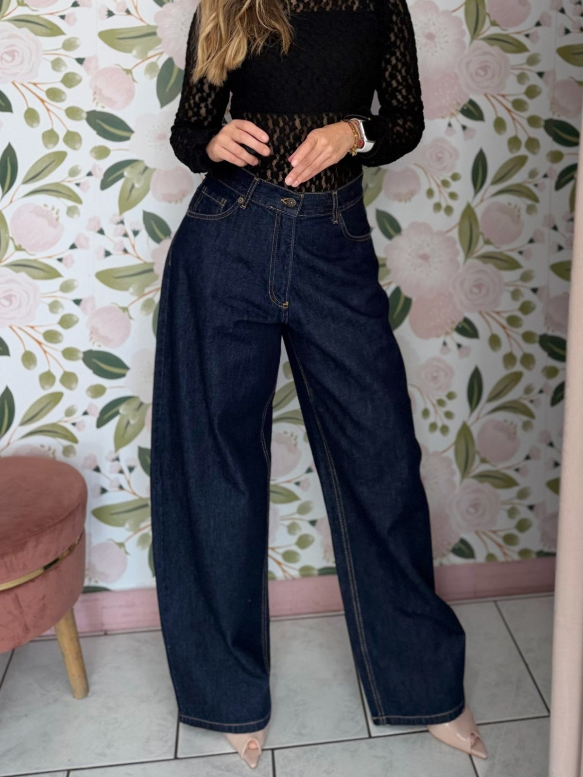 JEANS MOM FIT BLU KIKISIX - Fanatica Boutique