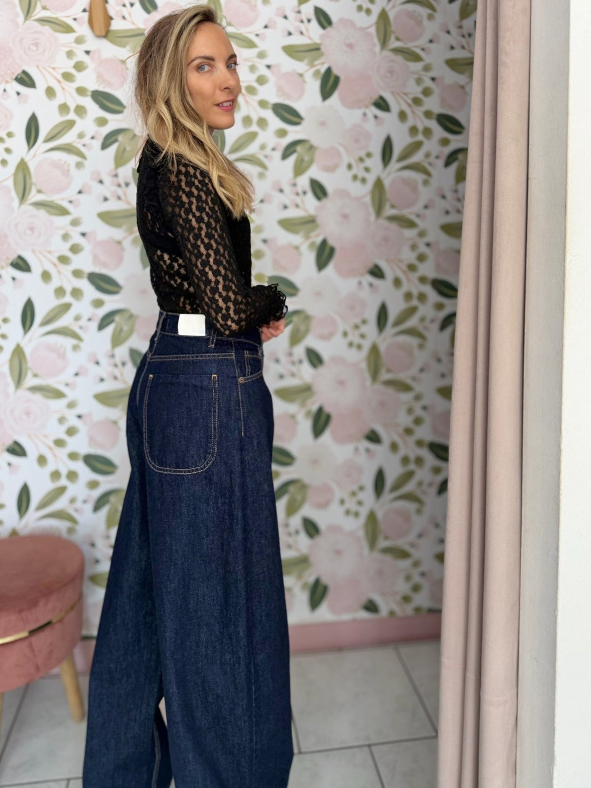 JEANS MOM FIT BLU KIKISIX - Fanatica Boutique