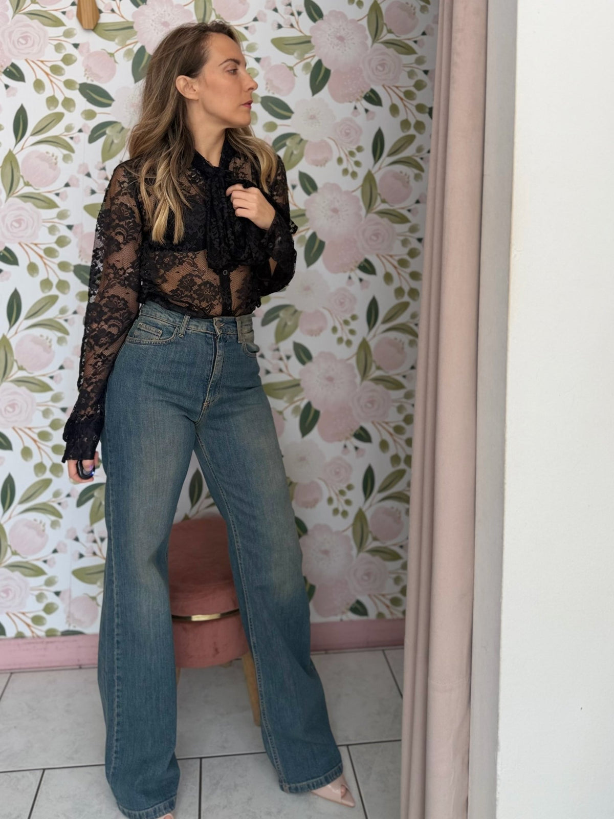 JEANS WIDE LEG COMFORT SABBIATO KIKISIX - Fanatica Boutique