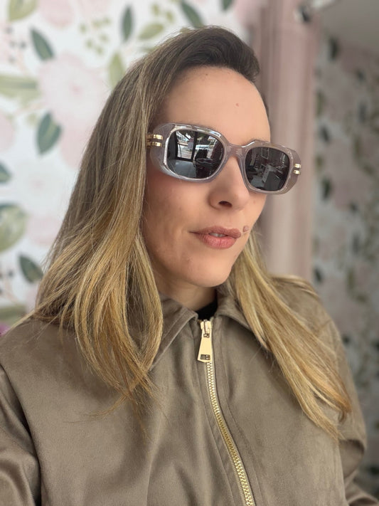 OCCHIALI LARA RETTANGOLARI ORO/BEIGE - Fanatica Boutique