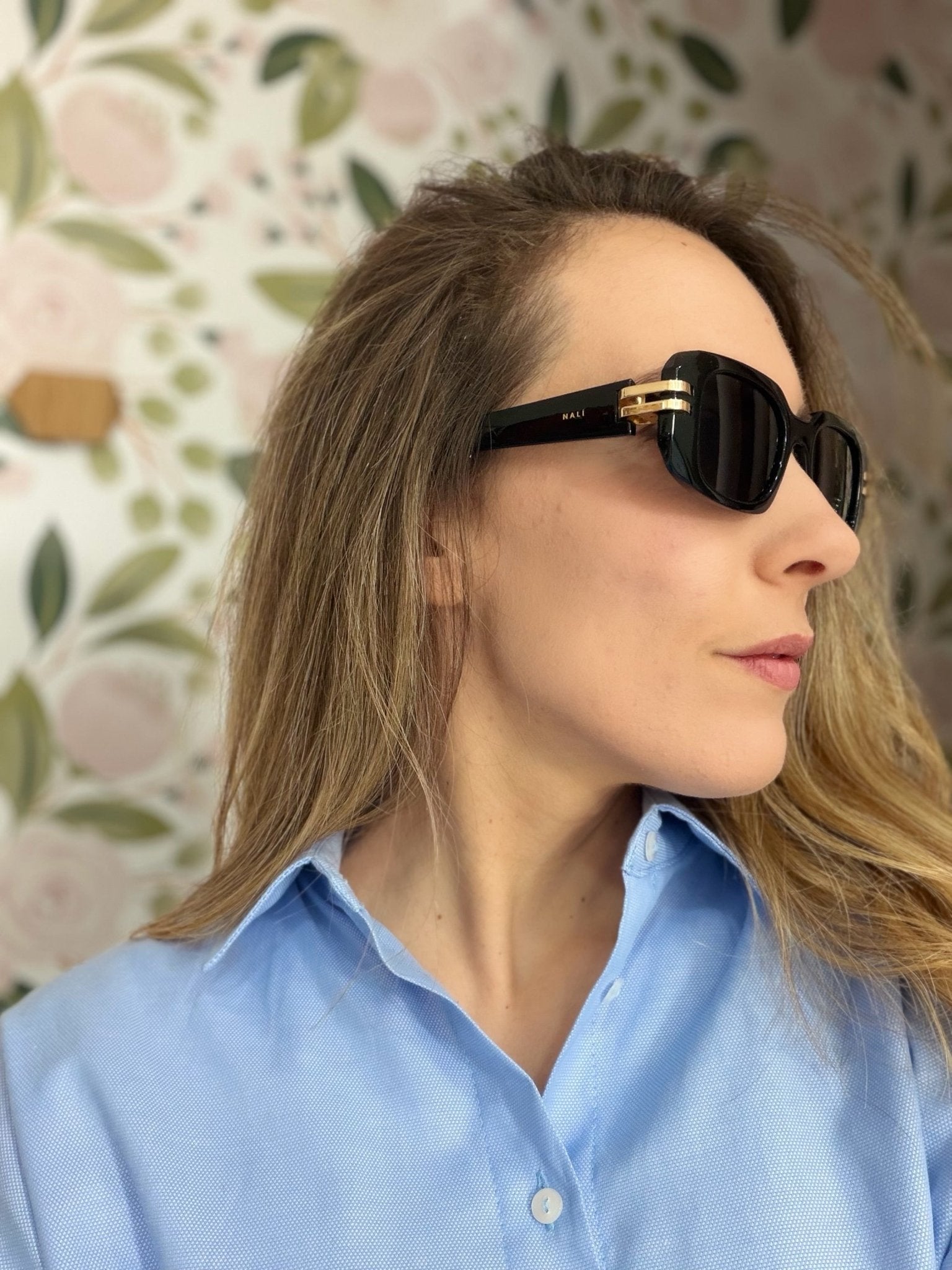 OCCHIALI LARA RETTANGOLARI ORO/NERO NALI - Fanatica Boutique
