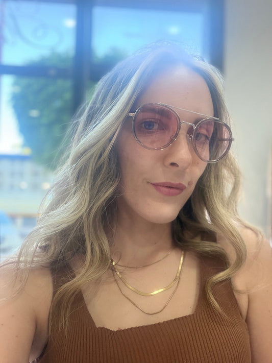 OCCHIALI ROUND RESINA ARGENTO/BEIGE NALI - Fanatica Boutique
