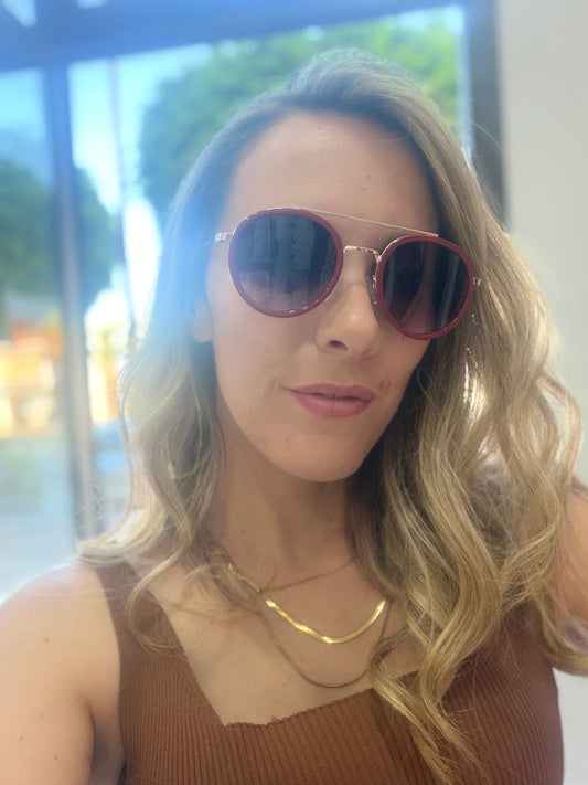 OCCHIALI ROUND RESINA ROSSO/ORO NALI - Fanatica Boutique