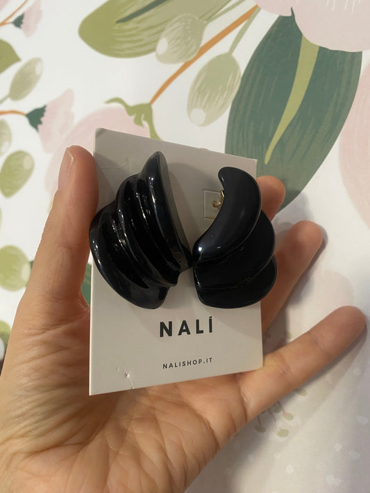 ORECCHINI AMY A VENTAGLIO IN RESINA NERO NALI - Fanatica Boutique