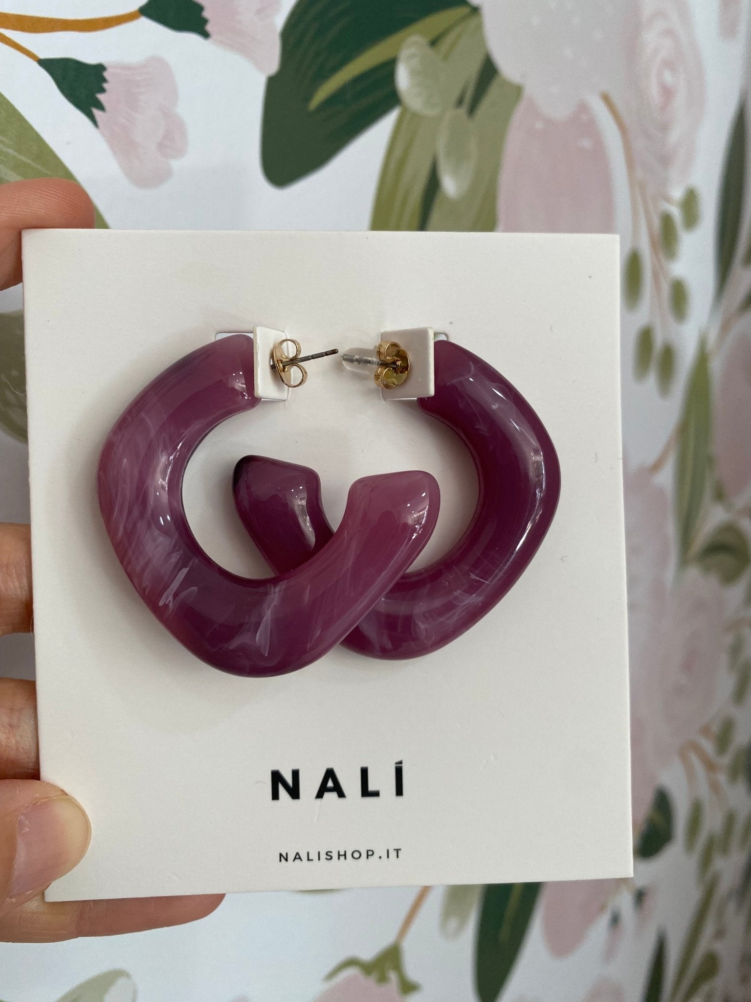ORECCHINI CINDY OVER RESINA VIOLA NALI - Fanatica Boutique