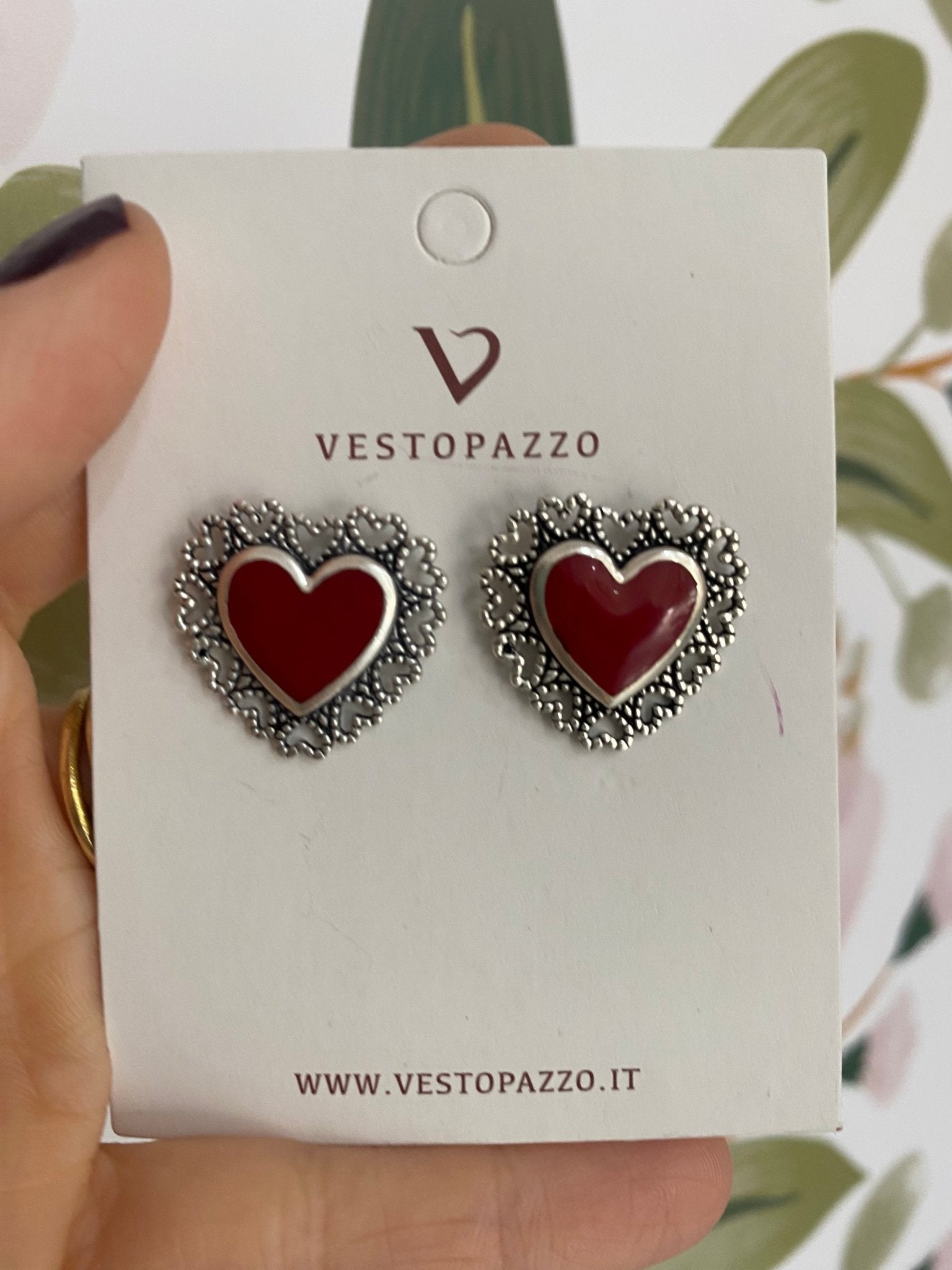 ORECCHINI CUORI ROSSI MERLETTO VESTOPAZZO - Fanatica Boutique