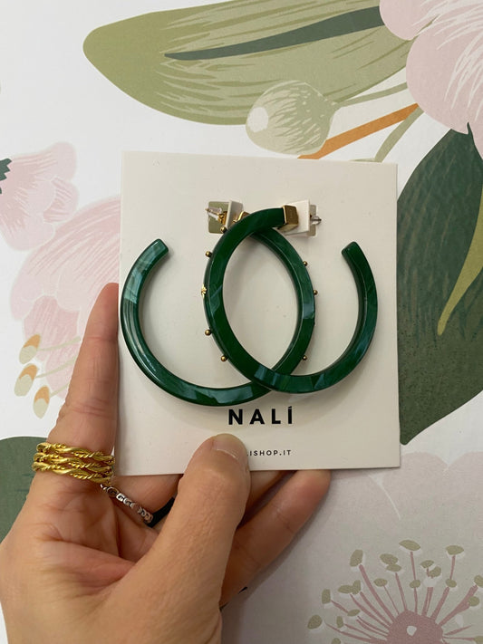 ORECCHINI ELLIE CERCHIO RESINA VERDE NALI - Fanatica Boutique