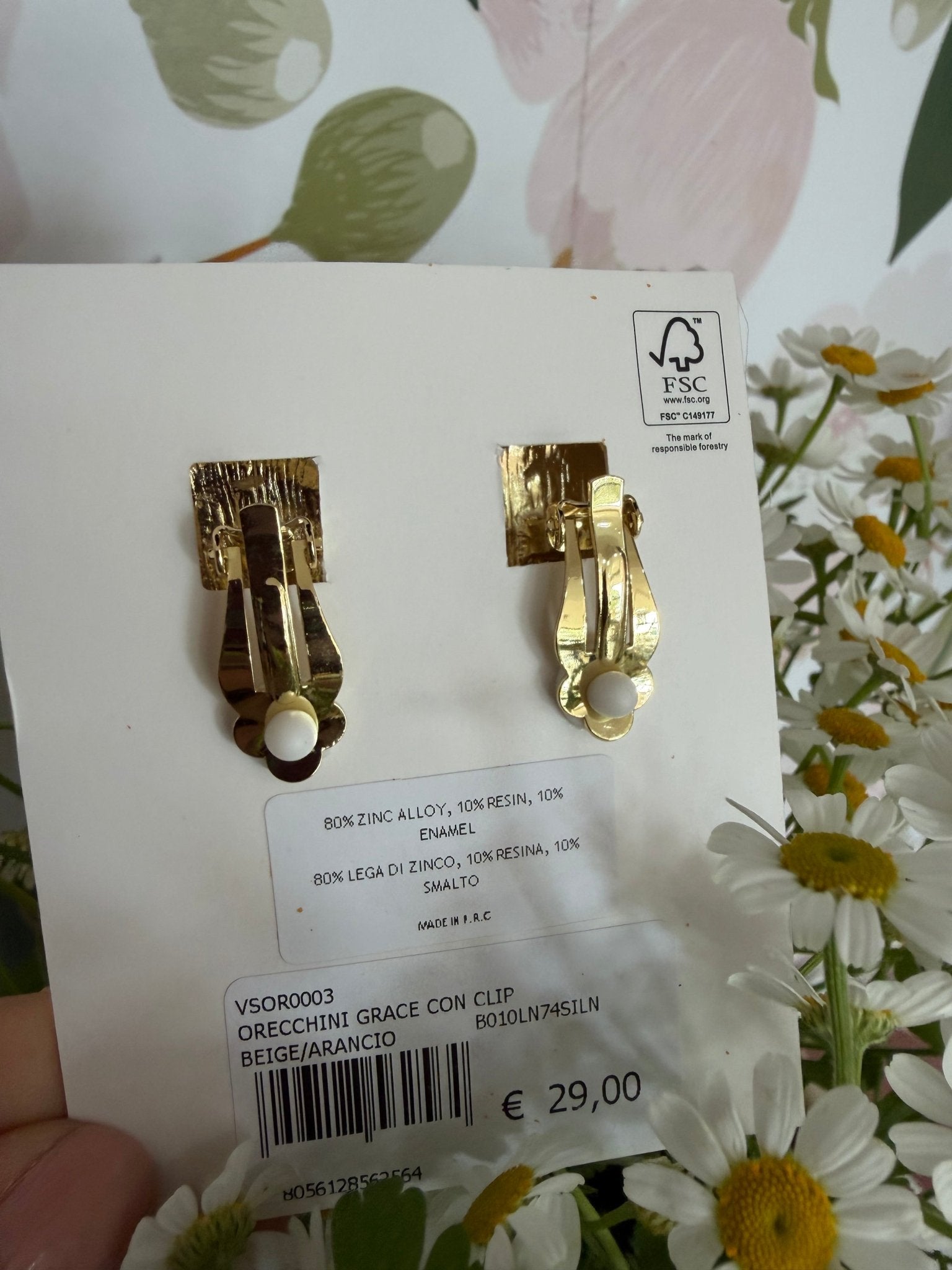 ORECCHINI GRACE CON CLIP BEIGE/CELESTE - Fanatica Boutique