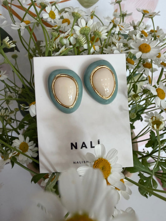 ORECCHINI GRACE CON CLIP BEIGE/CELESTE - Fanatica Boutique