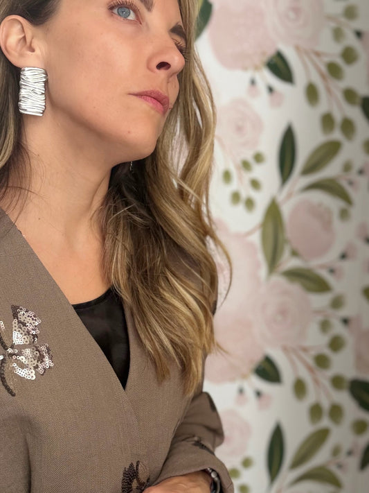 ORECCHINI JULES RETTANGOLO ARGENTO NALI - Fanatica Boutique