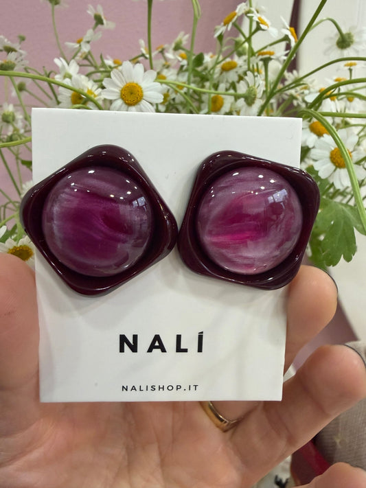 ORECCHINI LUCIA SQUADRATI IN RESINA VIOLA NALI - Fanatica Boutique