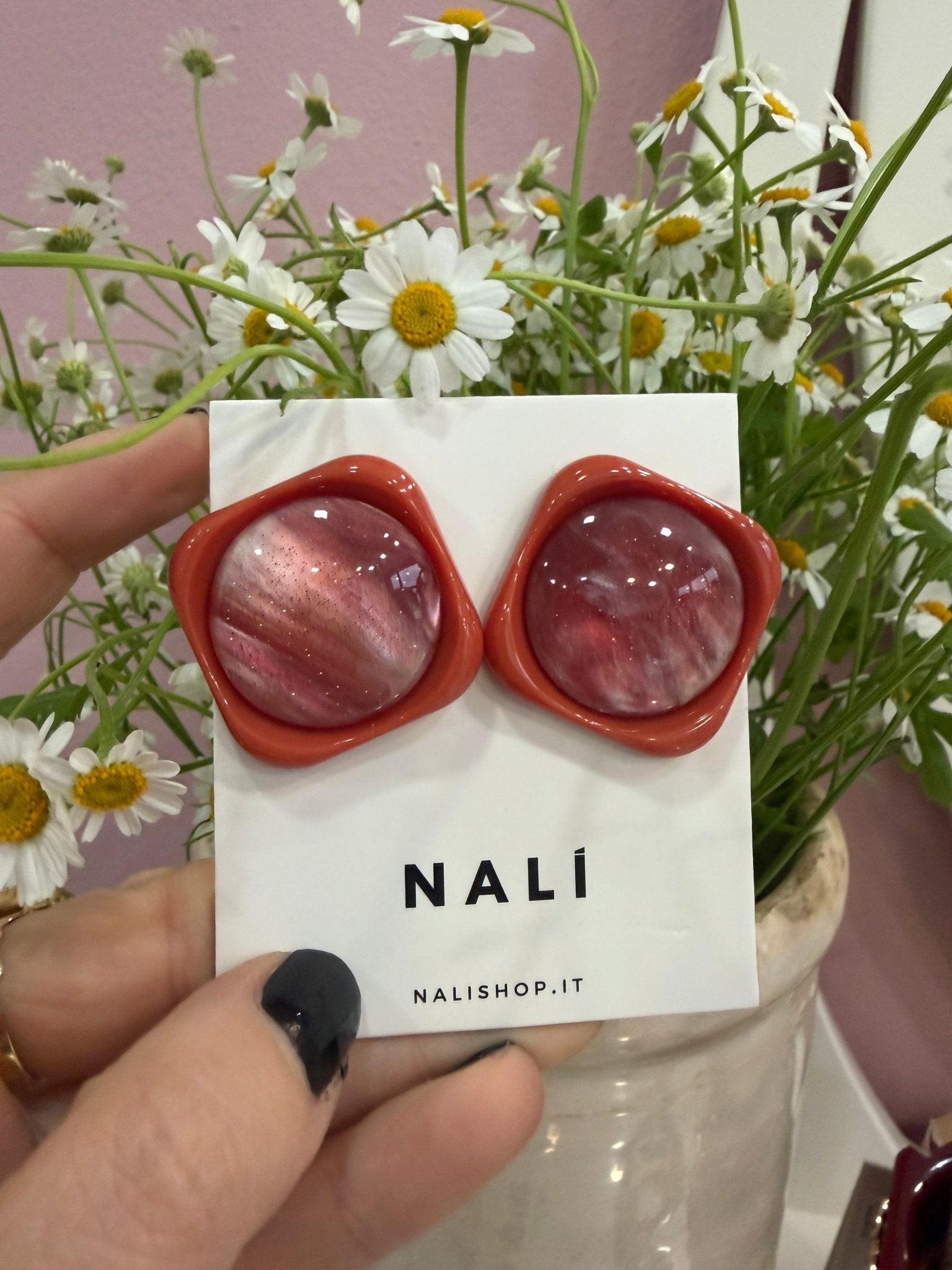 ORECCHINI LUCIA SQUDRATI IN RESINA ARANCIO NALI - Fanatica Boutique