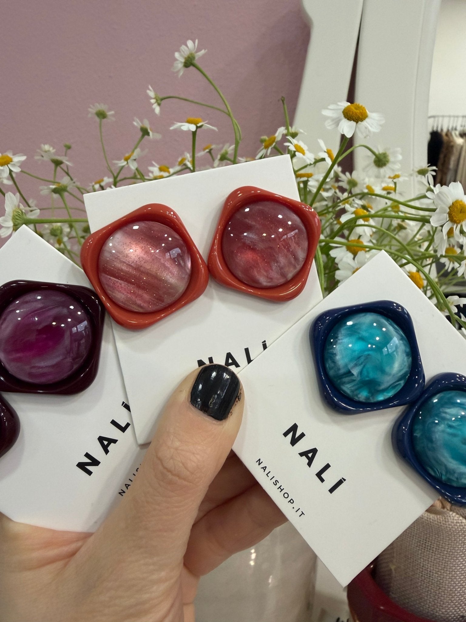 ORECCHINI LUCIA SQUDRATI IN RESINA ARANCIO NALI - Fanatica Boutique