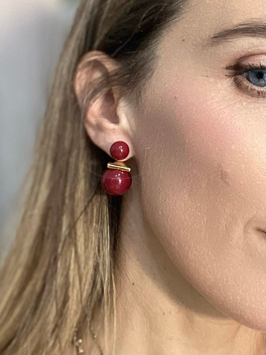 ORECCHINI RITA 2 PERLE ACC.INO. BORDEAUX NALI - Fanatica Boutique