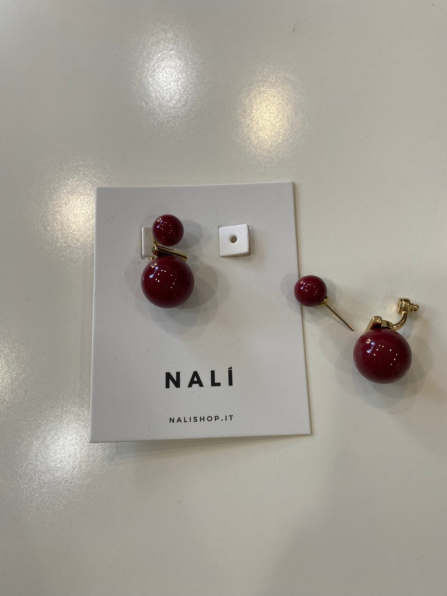 ORECCHINI RITA 2 PERLE ACC.INO. BORDEAUX NALI - Fanatica Boutique