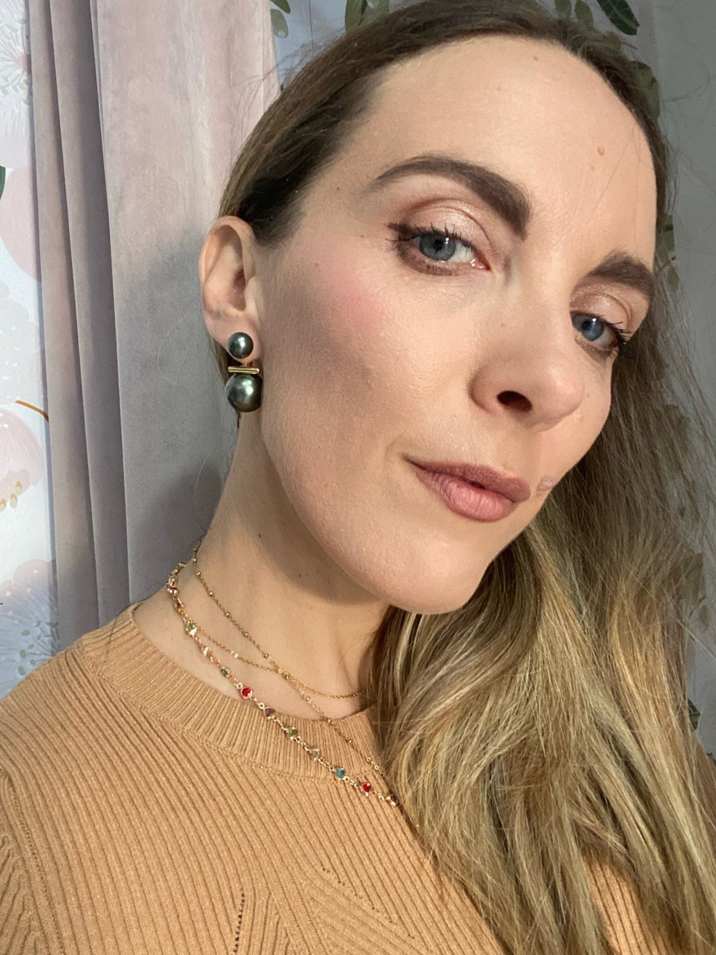 ORECCHINI RITA 2PERLE ACC.INO. GRIGIO SCURO NALI - Fanatica Boutique