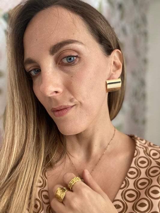 ORECCHINI SIRY A LOBO BOMBATI CURVY ORO NALì - Fanatica Boutique