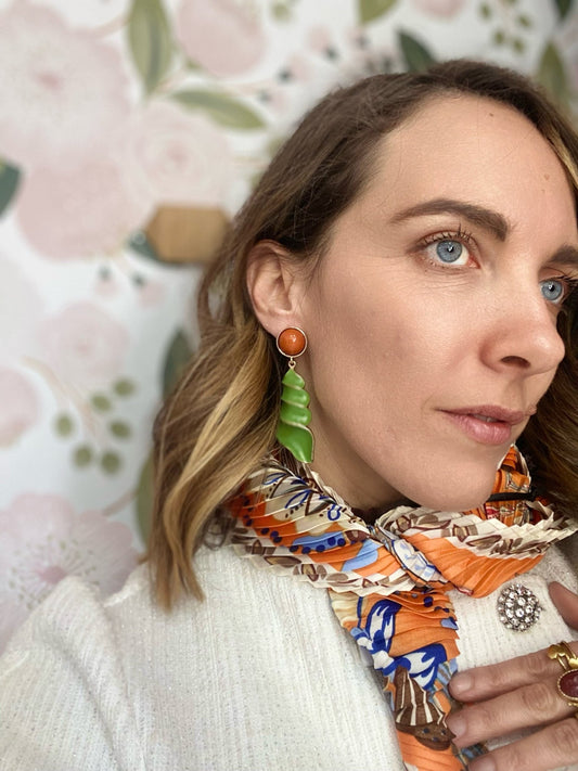 ORECCHINI SPIN LUNGHI SMALTATI VERDE NALI - Fanatica Boutique