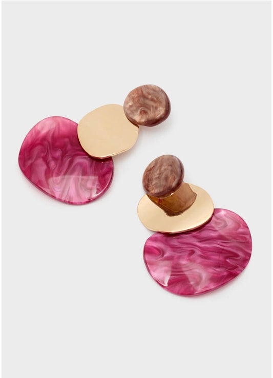 ORECCHINI TEA LUNGHI TONDI RESINA MAGENTA - Fanatica Boutique