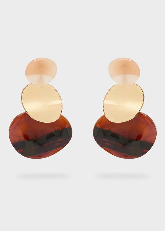 ORECCHINI TEA LUNGHI TONDI RESINA MARRONE NALI - Fanatica Boutique