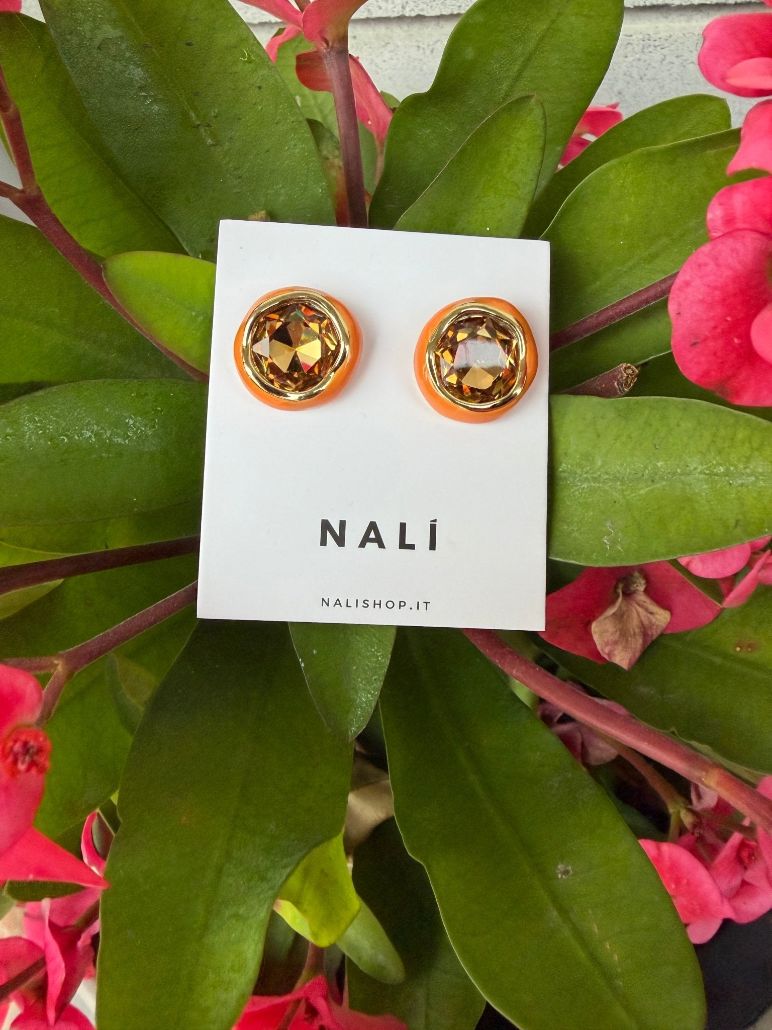 ORECCHINI VIBRA CON PIETRA ARANCIO NALI - Fanatica Boutique