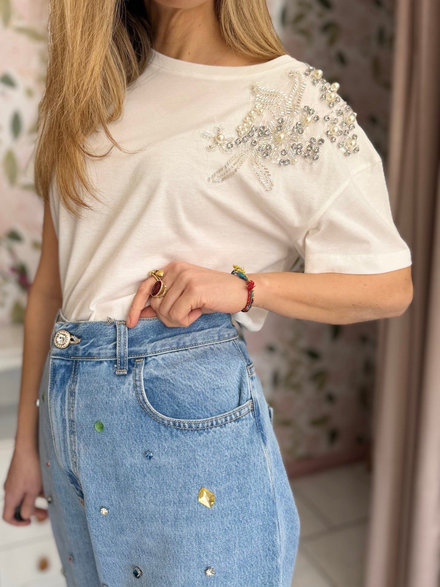 PANTAJEANS CON APPLICAZIONI DI STRASS - Fanatica Boutique