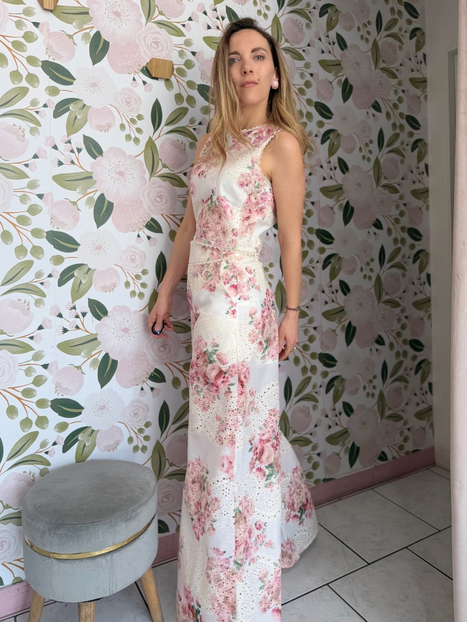 PANTALONE FANTASIA FIORI PIZZO AMOSA - Fanatica Boutique