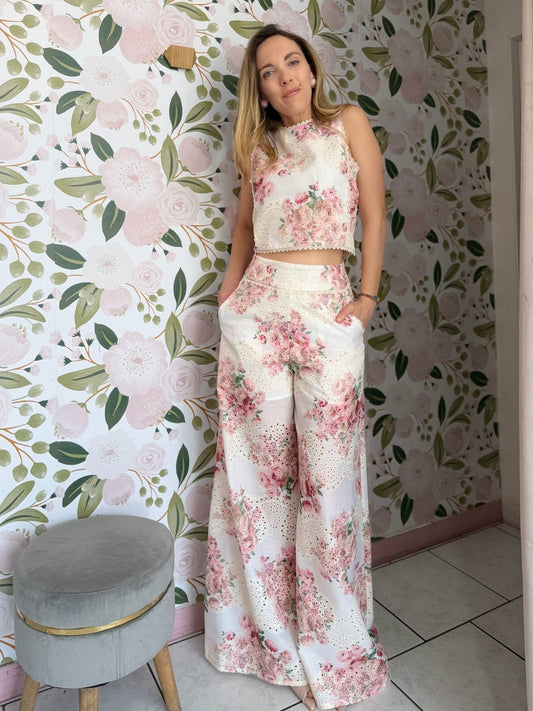 PANTALONE FANTASIA FIORI PIZZO AMOSA - Fanatica Boutique