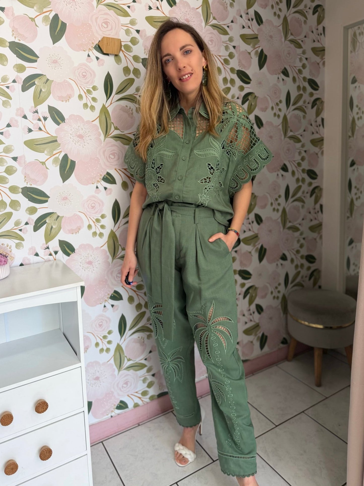PANTALONE RICAMI AMOSA - Fanatica Boutique