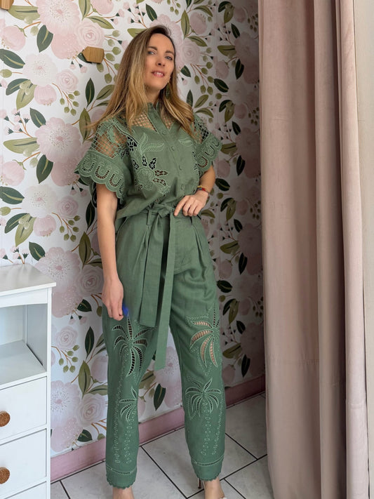 PANTALONE RICAMI AMOSA - Fanatica Boutique